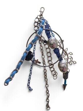 Silver and Turquoise Junk Purse Or Rearview Mirror Charm
